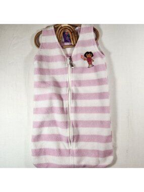 Dora the Explorer Pink White Striped‎ Fleece Wearable Blanket Sleep Sack 0-3M